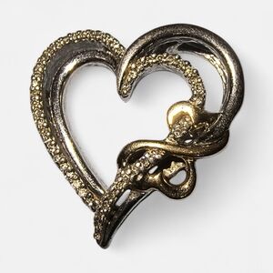 Jane Seymour Diamond, Sterling Silver & 14K Gold Open Hearts Pendant